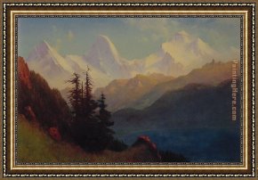 Grand Framed Paintings - Splendour of the Grand Tetons by Albert Bierstadt