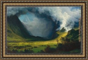 Storm Framed Paintings - Storm In The Mountains by Albert Bierstadt
