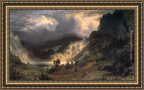 Storm Framed Paintings - Storm in the Rocky Mountains, Mt Rosalie by Albert Bierstadt