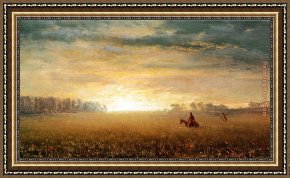 Albert Bierstadt Framed Paintings - Sunset of the Prairies by Albert Bierstadt