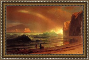 Albert Bierstadt Among The Sierra Nevada, California Framed Paintings - The Golden Gate by Albert Bierstadt