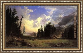 Valley Framed Paintings - The Morteratsch Glacier Upper Engadine Valley Pontresina by Albert Bierstadt