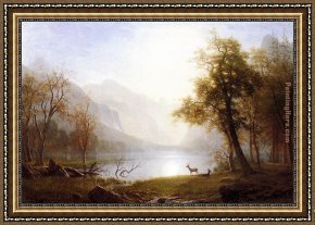 The King And The Beggar-maid Framed Paintings - Valley in Kings Canyon by Albert Bierstadt