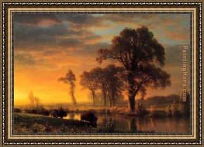 Western Kansas Framed Paintings - Western Kansas by Albert Bierstadt