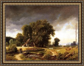 Westphalian Landscape Framed Paintings - Westphalian Landscape by Albert Bierstadt