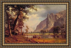 Valley Framed Paintings - Yosemite Valley by Albert Bierstadt