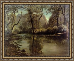 Valley Framed Paintings - Yosemite Valley, California by Albert Bierstadt