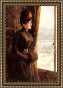 Madame Framed Paintings - A Portrait of Madame Vallery-Radot by Albert Edelfelt