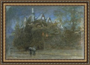 Willie Gillis in College Framed Paintings - View from the Entrance to Meadow Building, Christchurch College, Oxford by Albert Goodwin