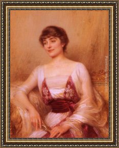 Ballerina And Lady with a Fan Framed Paintings - A Lady with a Fan by Albert Lynch