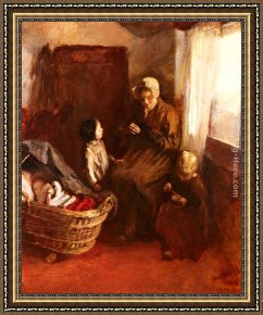 Seashore at Scheveningen Framed Paintings - Cattagers At Scheveningen by Albert Neuhuys