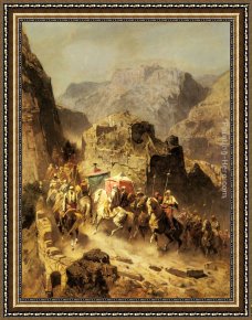 Pasini Framed Paintings - An Arab Caravan by Alberto Pasini