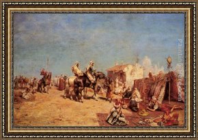 Pasini Framed Paintings - An Arab Encampment by Alberto Pasini