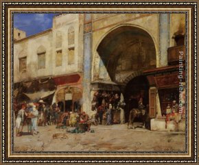 Pasini Framed Paintings - An Eastern Market by Alberto Pasini