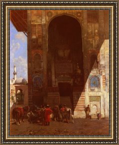 Pasini Framed Paintings - Halte A La Mosquee by Alberto Pasini