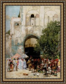Pasini Framed Paintings - Market day, Constantinople by Alberto Pasini