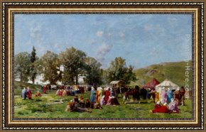 Pasini Framed Paintings - Sulle rive del Bosforo by Alberto Pasini