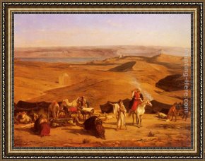 Pasini Framed Paintings - The Desert Encampment by Alberto Pasini