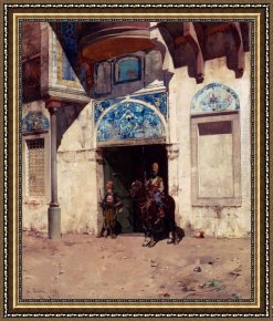 Pasini Framed Paintings - The Palace Guard by Alberto Pasini