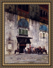 Pasini Framed Paintings - The Pasha's Escort by Alberto Pasini