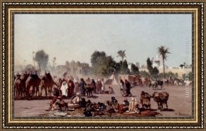 Pasini Framed Paintings - The Traders by Alberto Pasini