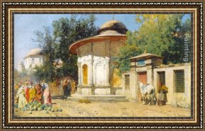 Pasini Framed Paintings - The Watermelon Merchant by Alberto Pasini