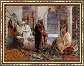 The Carpet Seller Framed Paintings - The Carpet Merchants by Alberto Rosati