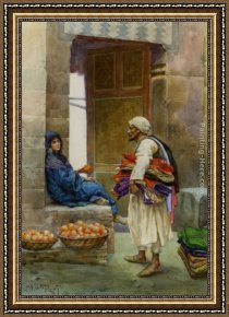 Oranges Framed Paintings - The Orange Seller by Alberto Rosati