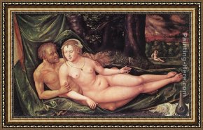 Altdorfer Framed Paintings - Lot and his Daughter by Albrecht Altdorfer