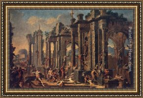 Alessandro Framed Paintings - Bacchanalian Scene by Alessandro Magnasco