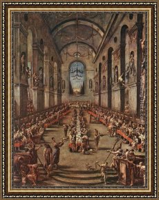 The Observant Friars in The Refectory Framed Paintings - The Observant Friars in the Refectory by Alessandro Magnasco