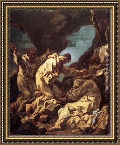 Monks Framed Paintings - Three Camaldolite Monks at Prayer by Alessandro Magnasco