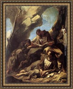 The Observant Friars in The Refectory Framed Paintings - Three Capuchin Friars Meditating in their Hermitage by Alessandro Magnasco