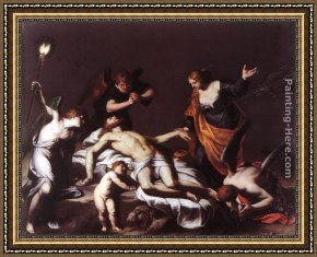 Alessandro Framed Paintings - The Lamentation over the Dead Christ by Alessandro Turchi