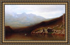 Alexander Framed Paintings - Boating in the Adirondacks by Alexander Helwig Wyant