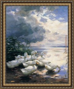 Mallard Duck Framed Paintings - Ducks in the Morning by Alexander Koester
