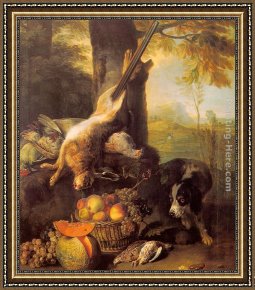Spirit of The Dead Watching Framed Paintings - Still Life with Dead Hare and Fruit by Alexandre-Francois Desportes
