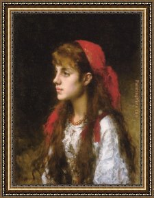 Russian Framed Paintings - A Russian Beauty by Alexei Alexeivich Harlamoff