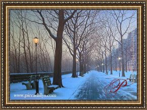 Butirskiy Framed Paintings - A Cold Winter's Night by Alexei Butirskiy