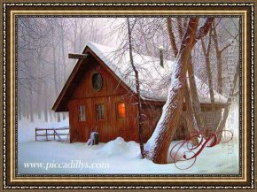 Pheasants in The Snow Framed Paintings - Fresh Snow by Alexei Butirskiy