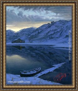 Butirskiy Framed Paintings - Mountain Pond by Alexei Butirskiy