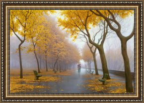 Butirskiy Framed Paintings - October Stroll by Alexei Butirskiy