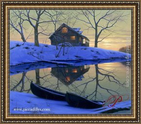Butirskiy Framed Paintings - On Golden Pond by Alexei Butirskiy