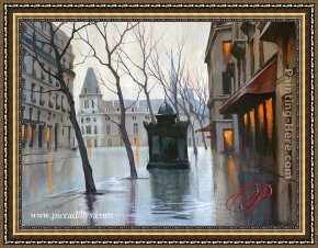 Butirskiy Framed Paintings - Paris Plaza With Kiosk by Alexei Butirskiy