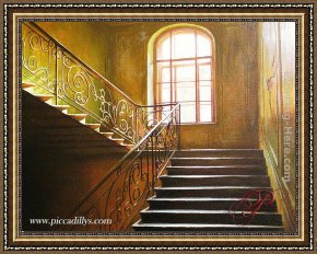 Butirskiy Framed Paintings - Stairs I Climb by Alexei Butirskiy