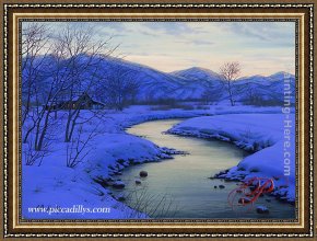 Butirskiy Framed Paintings - Winding Stream by Alexei Butirskiy