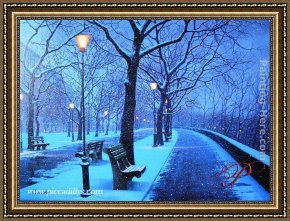 A Riverside Cottage Framed Paintings - Winter At Riverside by Alexei Butirskiy