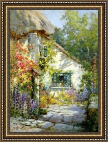 A Rough Journey Home Framed Paintings - A Home in Devon by Alfred de Breanski