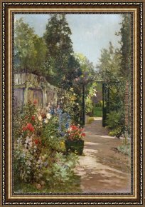 Summer Framed Paintings - The Summer Garden by Alfred de Breanski