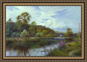 Summer Framed Paintings - The Thames - Summer Morning near Maidenhead by Alfred de Breanski